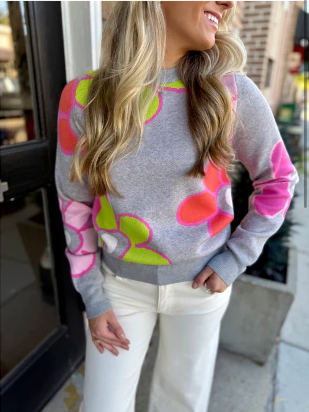 THML Bridget Sweater in a grey multi-color floral pattern - Picture 14 of 14